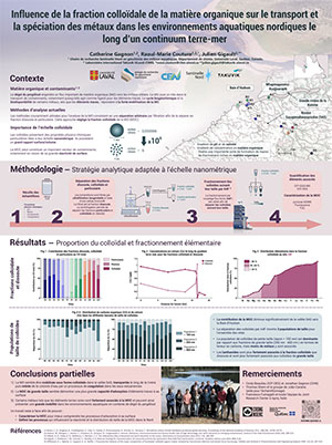 Catherine Gagnon Influence de la fraction colloïdale de la matière organique sur le transport et la spéciation des métaux dans les environnements aquatiques nordiques le long d’un continuum terre-mer